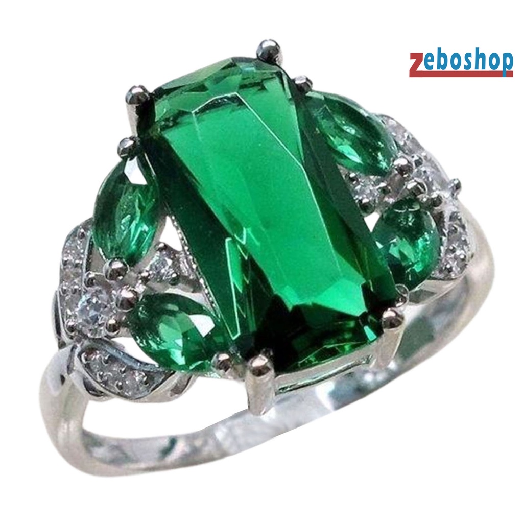 Nhẫn Nữ Bản Rộng Bằng Hợp Kim Đính Đá Quý Nhân Tạo Tinh Tế Cho Đám Cưới