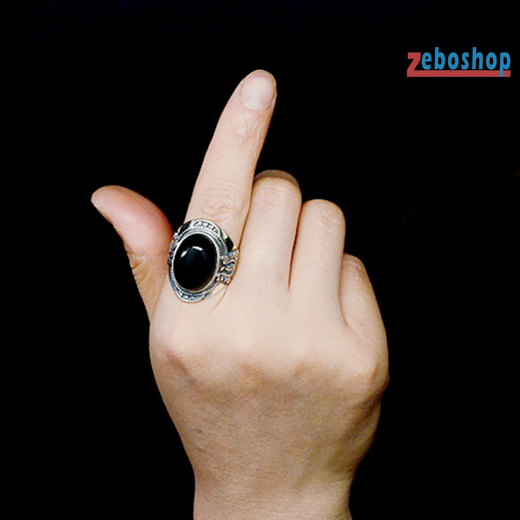 Nhẫn Nam Chạm Khắc Đính Đá Quý Nhân Tạo Phong Cách Vintage