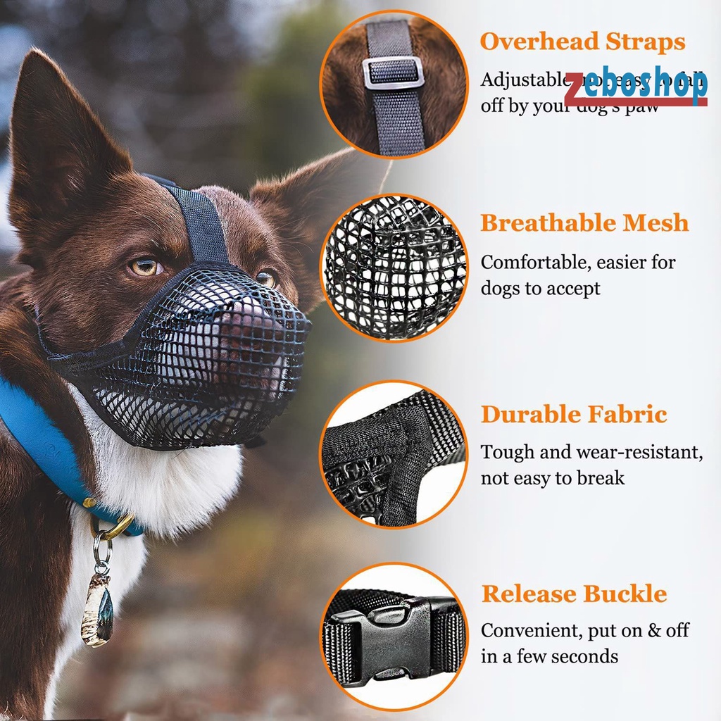 Vỏ Bọc Rọ Mõm Thú Cưng Dạng Lưới Co Giãn Có Thể Điều Chỉnh Bảo Vệ Khuôn Mặt