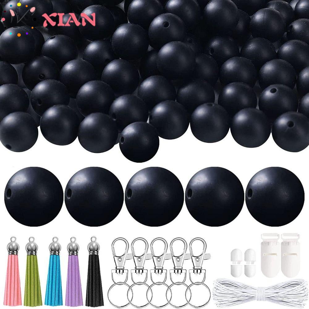 Bộ 100 Hạt Silicone Tròn 15mm XIANTIN Làm Móc Khóa Xe Hơi
