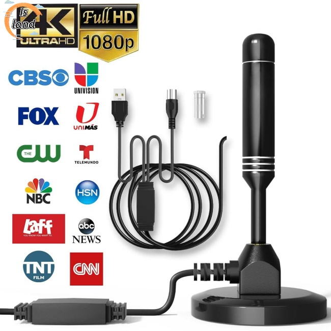 Ăng Ten Tv Kỹ Thuật Số Hdtv Khuếch Đại 3600 Dặm Kèm Đế Nam Châm