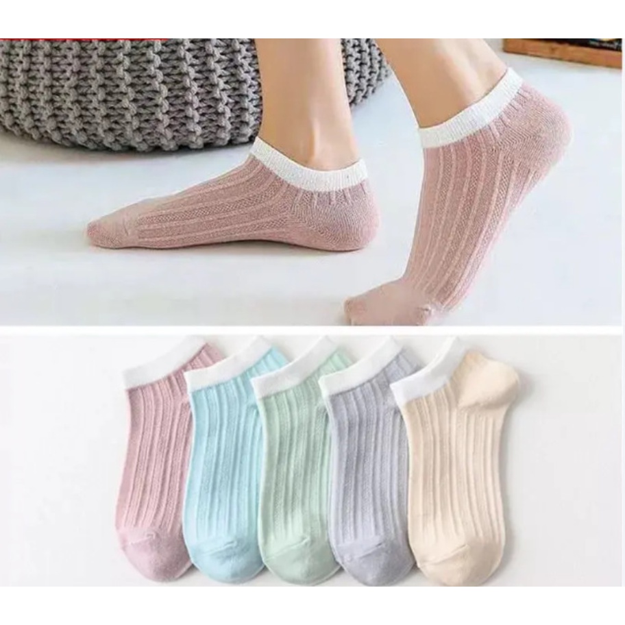 Vớ Thể Thao Cotton Cổ Thuyền Ngắn Tới Mắt Cá Chân Màu Trơn Kẻ Sọc Đơn Giản Thoáng Khí Thời Trang Cho Nữ
