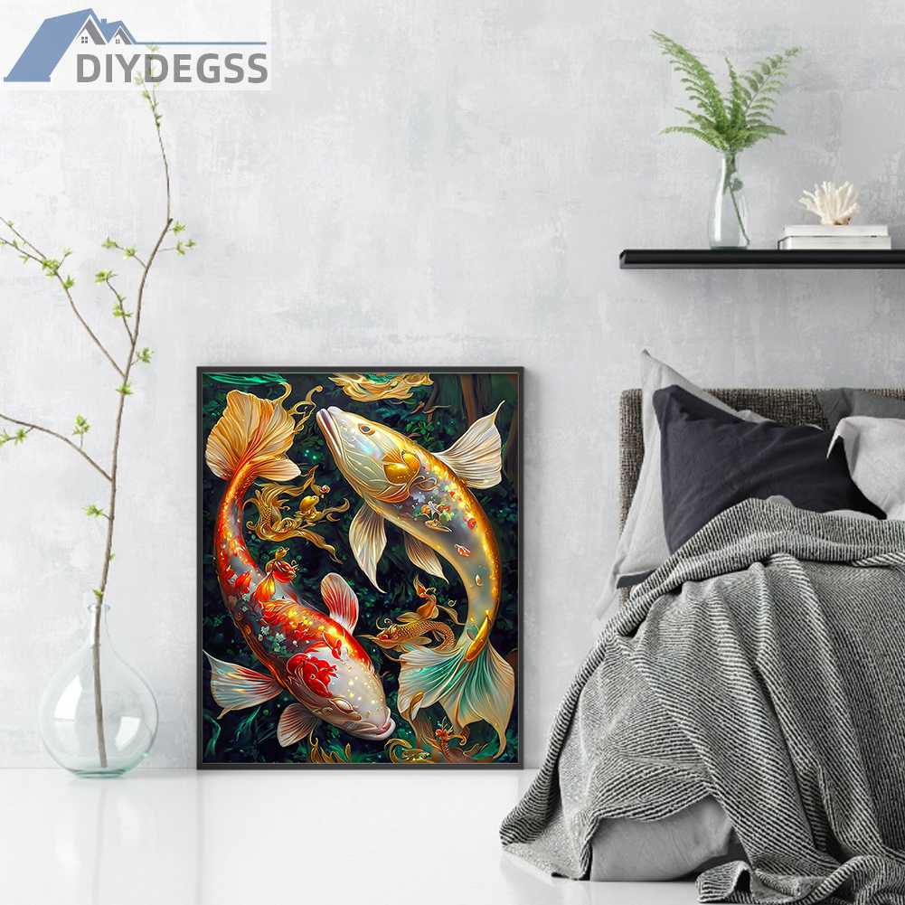 Toàn Bộ Bộ Tranh Thêu Chữ Thập 18CT Hình Cá Koi Thân Thiện Với Môi Trường