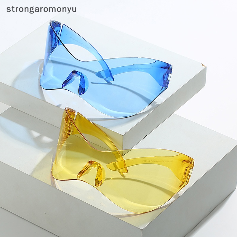 Yu Kính Mát Oversized Màu Kẹo Ngọt Thời Trang Hip Hop Vintage Không Viền Cho Nam Và Nữ Y2K