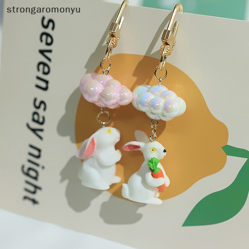 Yu Móc Khóa Resin Mặt Hình Thỏ Và Cà Rốt Tráng Men Bằng Hợp Kim Dễ Thương Làm Quà Tặng Cho Cặp Đôi / Bé