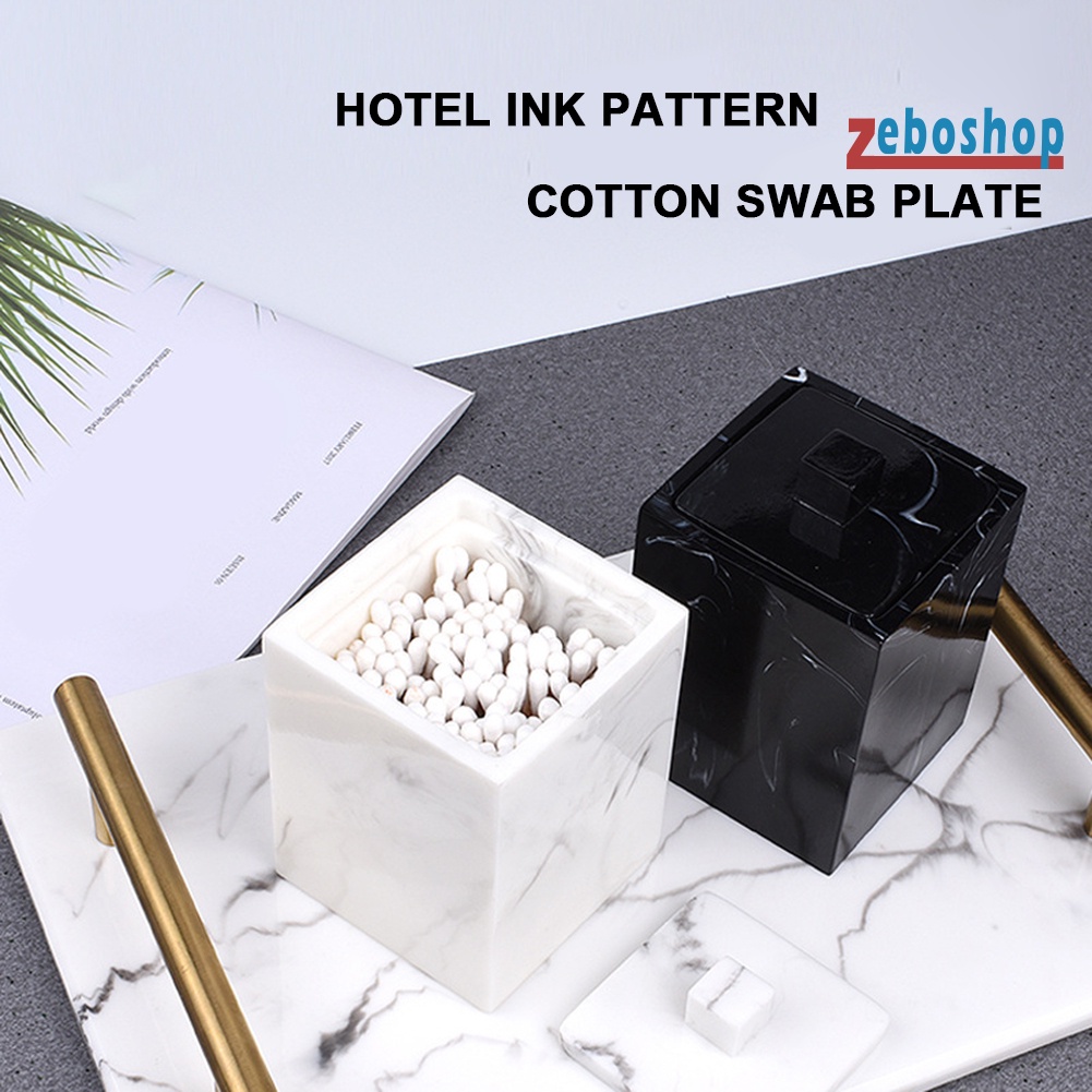 Hộp Đựng Tăm Bông / Bông Tẩy Trang Bằng Resin Họa Tiết Vân Đá Cẩm Thạch Giá Đ