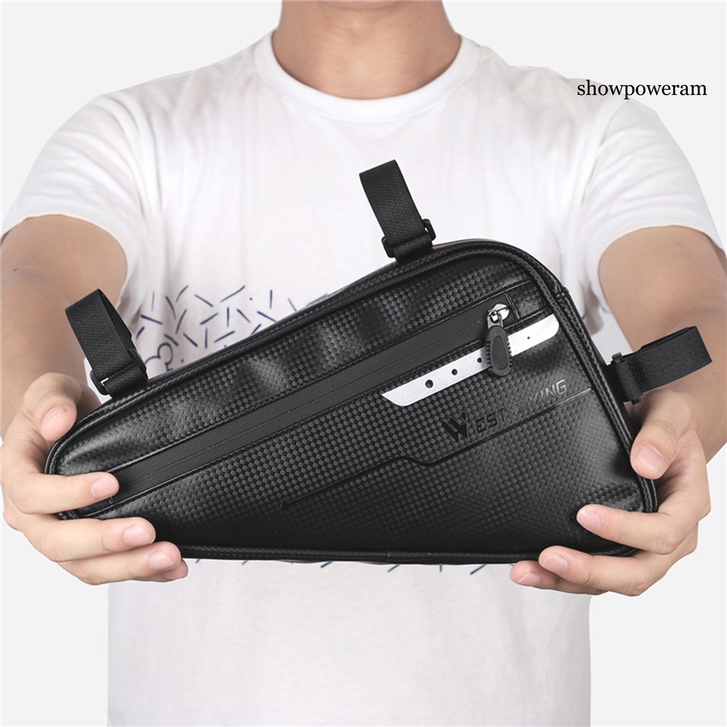 Túi Hình Tam Giác Giả Da Chống Va Chạm Dung Tích Lớn 1.7L Gắn Khung Xe Đạp