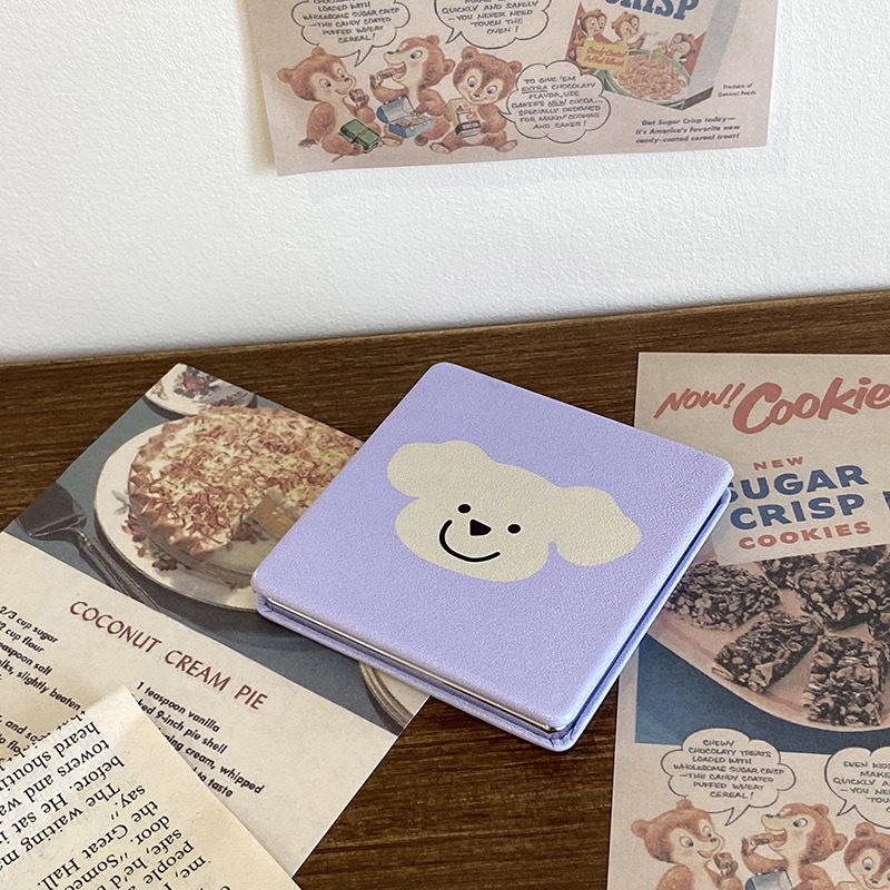 Gương Trang Điểm Gấp Gọn Bằng Da PU Hai Mặt Tiện Dụng RYVN