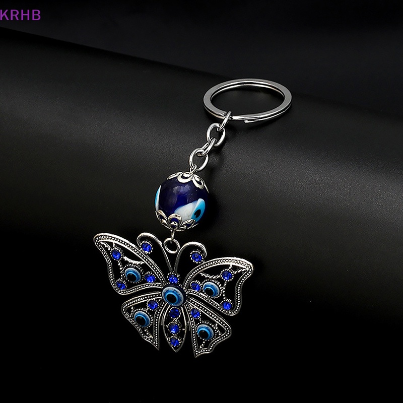 Móc Khóa Hình Bướm Đính Đá Mắt Xanh Bằng Hợp Kim Thời Trang Cho Nam Và Nữ Mới