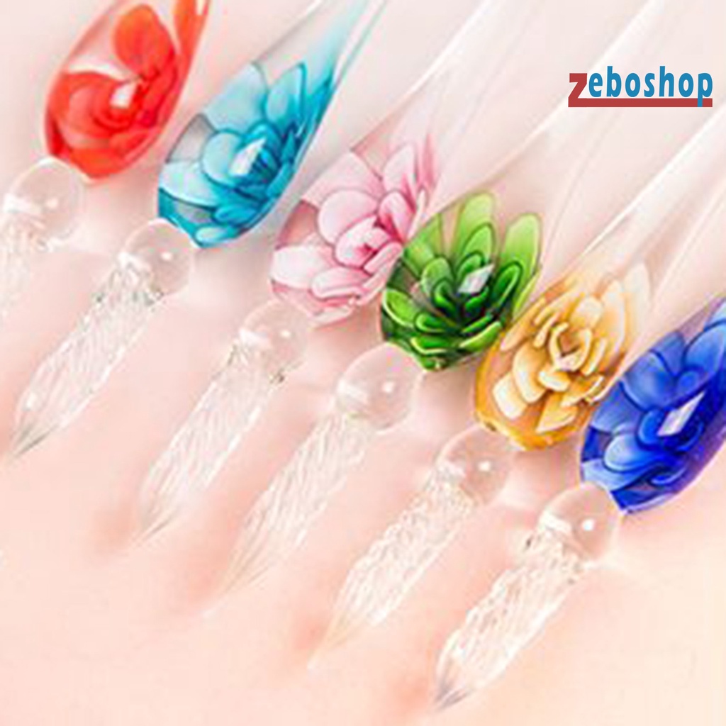 1 Set Bút Máy Hình Bông Hoa Pha Lê Mềm Mại Kèm Mực