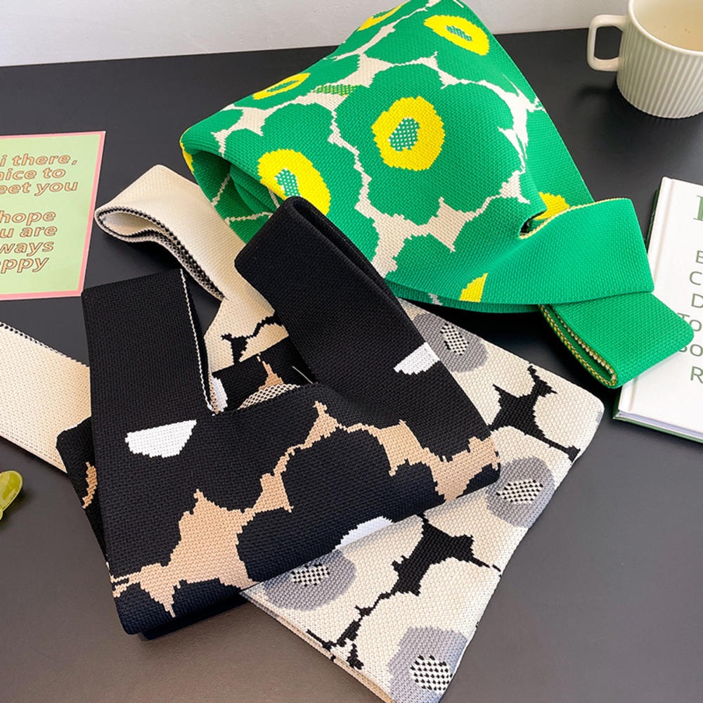 Túi Xách Đan Len Họa Tiết Hoa Thời Trang Cho Nữ