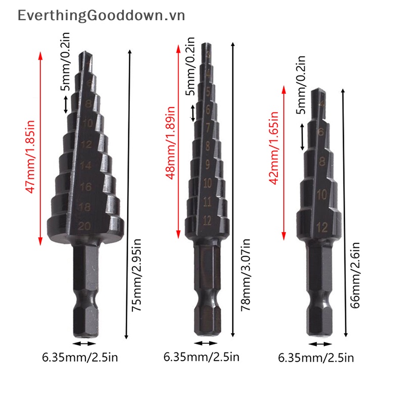 Bộ 3 Mũi Khoan Titan Hình Lục Giác Chuyên Dụng