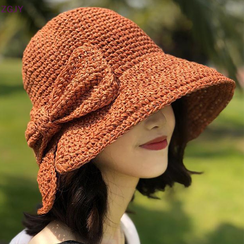 Nón Cói Rộng Vành Phối Nơ Thời Trang Đi Biển Mùa Hè Cho Nữ Mới