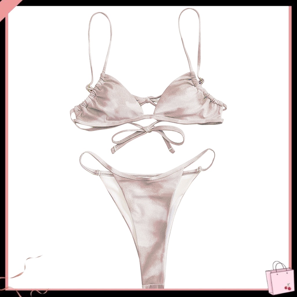 Bộ Đồ Bơi 2 Mảnh Màu Trơn Cổ Điển Thời Trang Mùa Hè