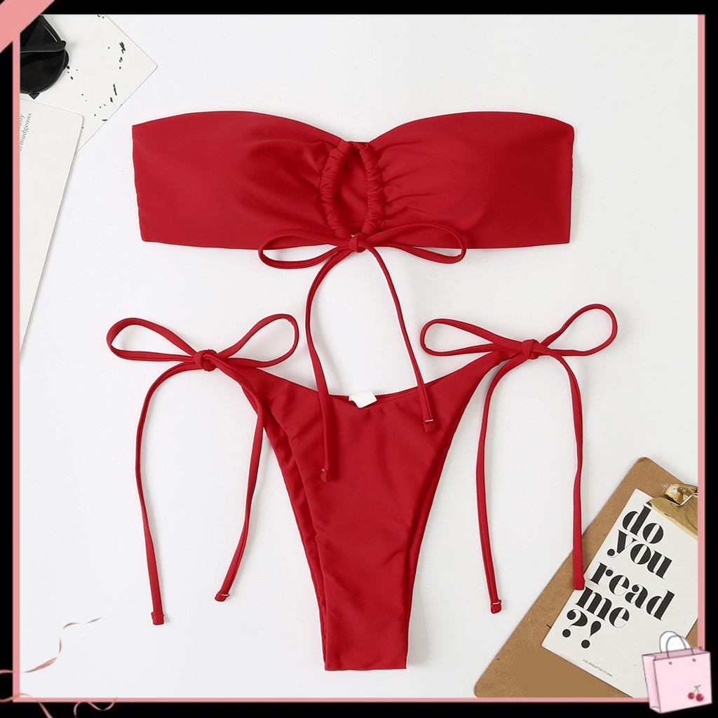 Bộ Đồ Bơi 2 Mảnh Không Dây Hở Vai Có Thể Điều Chỉnh Phong Cách Quyến Rũ