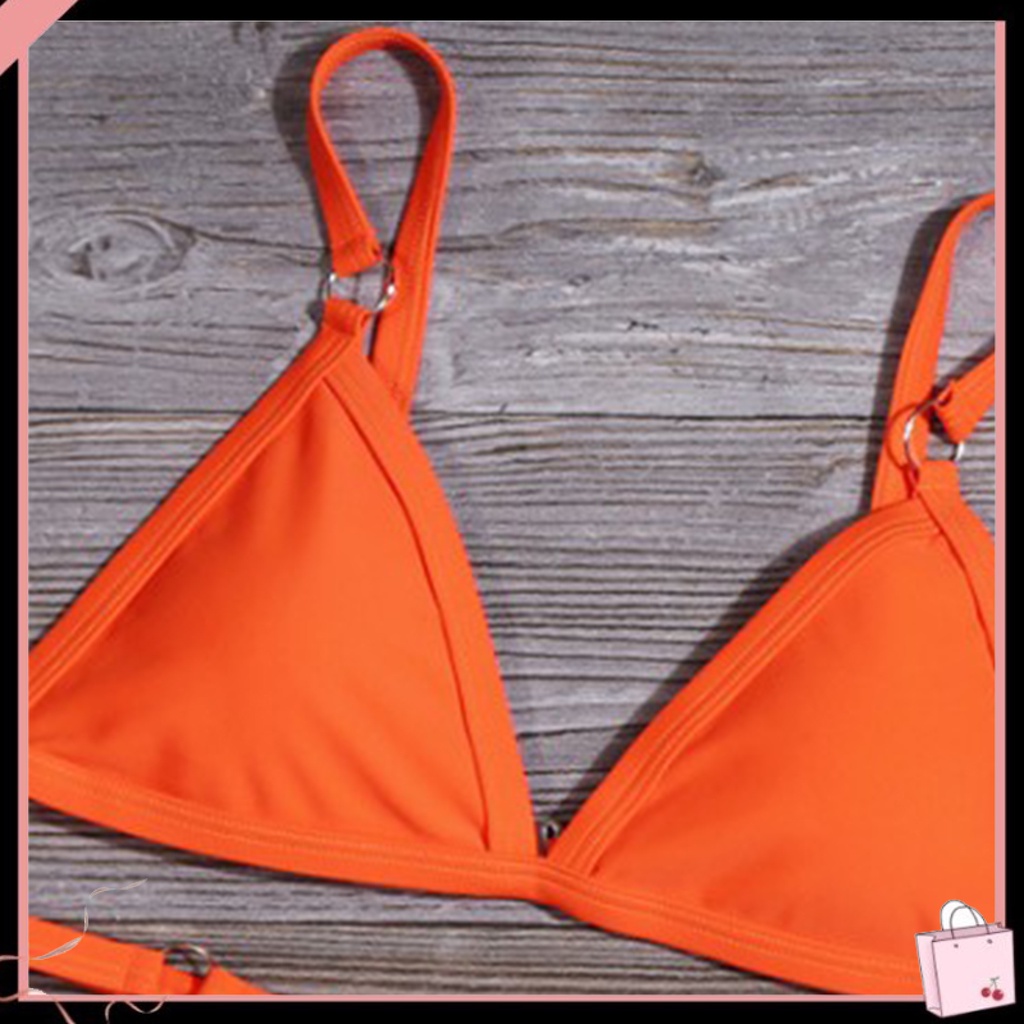 1 Bộ Đồ Bơi Bikini Bằng Polyester Siêu Mềm Màu Trơn Bắt Mắt Thời Trang Mùa Hè Cho Nữ