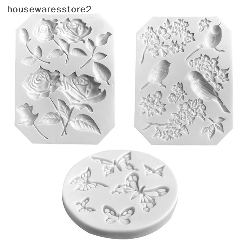 Khuôn Silicone Tạo Hình Làm Bánh Kẹo Hình Chim Và Hoa 2 Cái