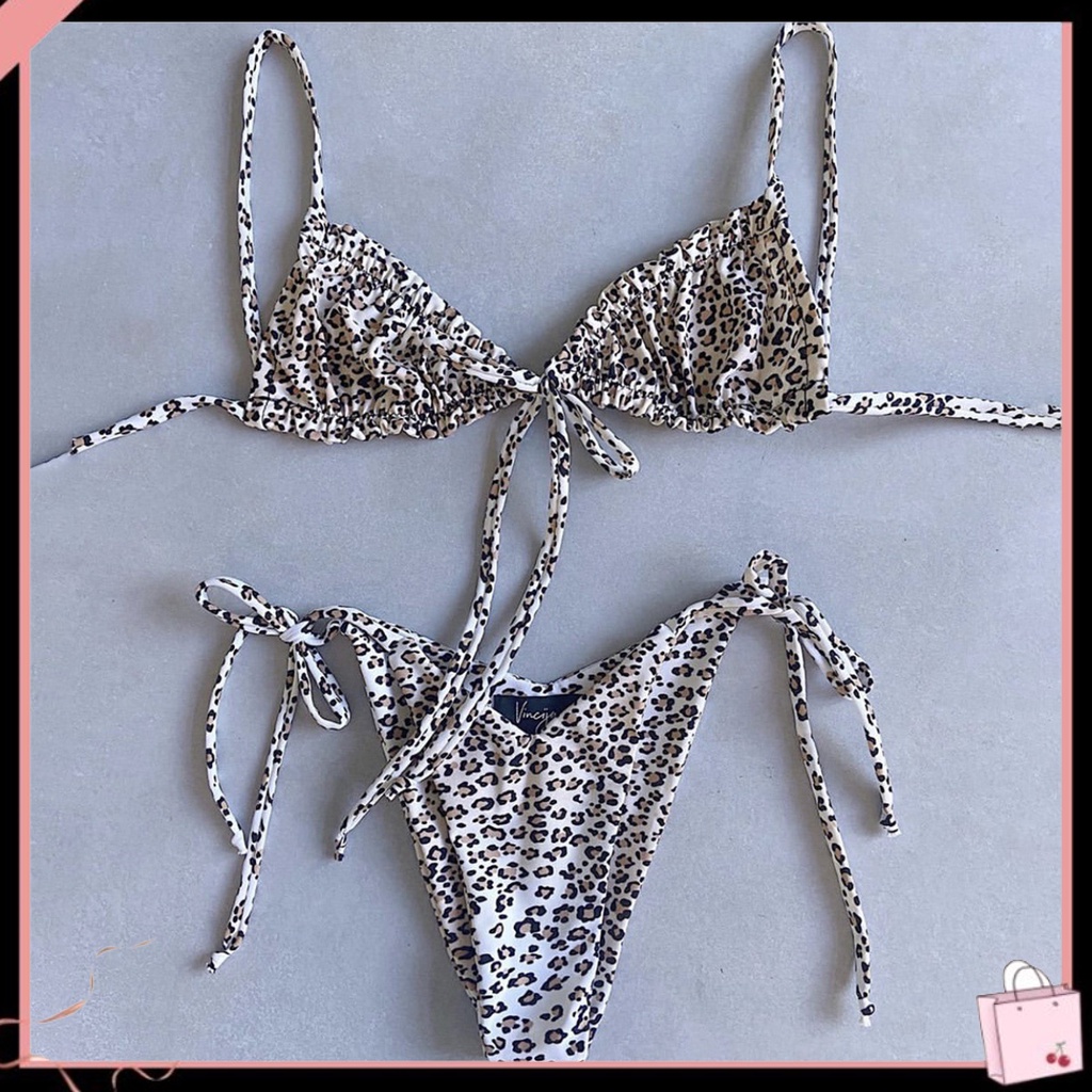 Bộ Bikini 2 Mảnh Dây Rút Hở Lưng Có Mút Đệm Quyến Rũ Cho Nữ