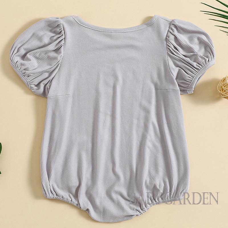 Áo Liền Quần Ngắn Tay Màu Trơn Thời Trang Mùa Hè Cho Bé Gái 0-18 Tháng Tuổi