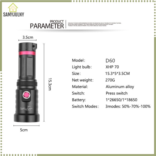 Đèn Pin Lặn Biển P70 Bóng LED Siêu Sáng