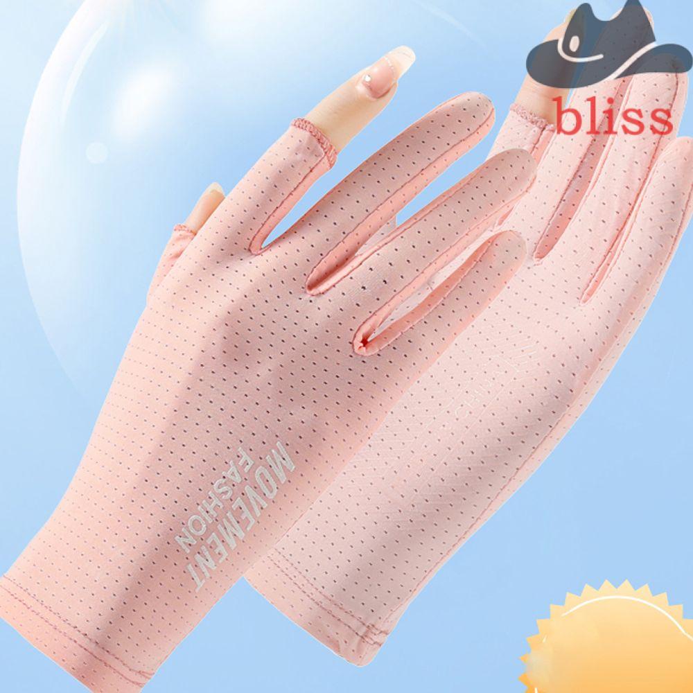 Găng Tay Chống Nắng Bằng Lụa Phối Lưới Màu Trơn In Chữ Đơn Giản Thoải Mái Thời Trang Mùa