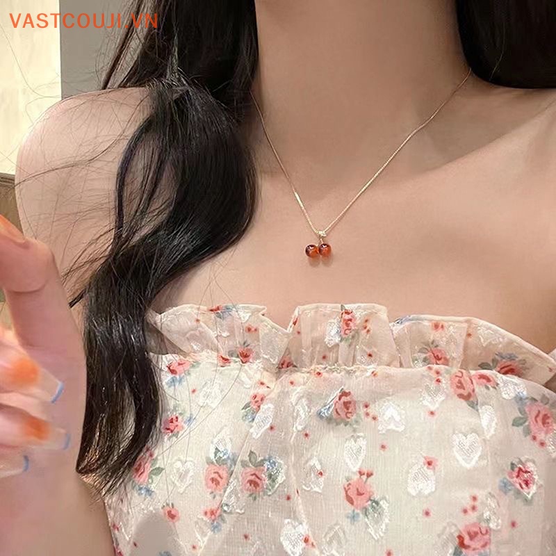 Vòng cổ Mặt Quả Cherry Đỏ Thời Trang Dành Cho Nữ