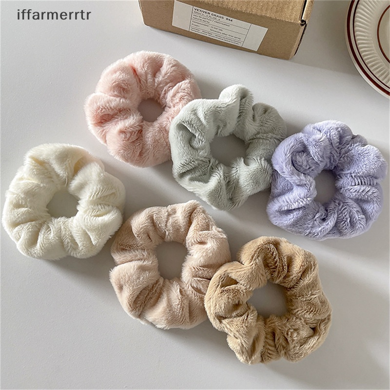 Dây Buộc Tóc Cao Su Co Giãn Bọc Vải Lông Mềm Nhiều Màu Ấm Áp Mùa Đông Cho Bạn Gái