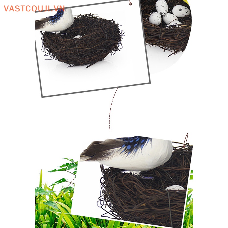 1 Set 16cm Mô Hình Chim Trứng Ốp Lay &amp; Tổ Chim Trang Trí Sân Vườn