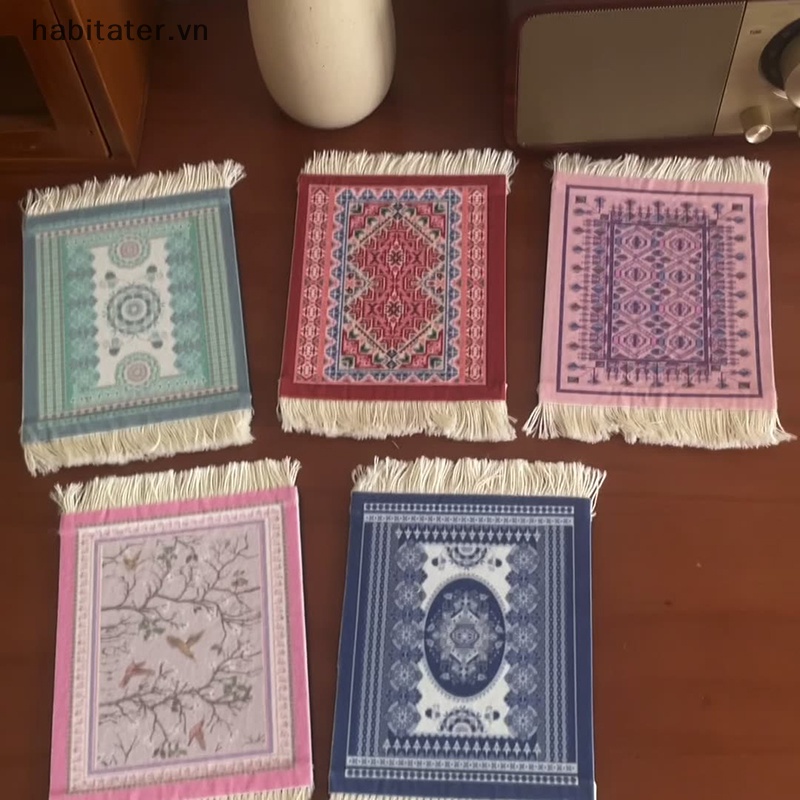 Thảm Lót Bàn Ăn Bằng Cotton Bện Phối Ren Tua Rua Phong Cách Bohemian Độc Đáo Tiện Dụng