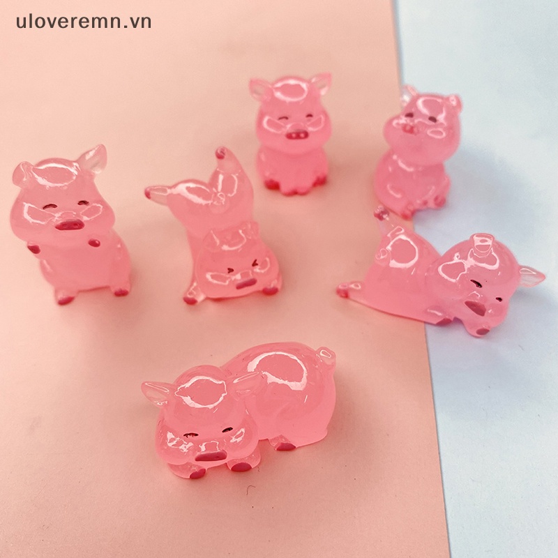Đồ Chơi Hình Chú Heo Bằng Nhựa Resin Màu Dạ Quang Dễ Thương Dùng Trang Trí DIY
