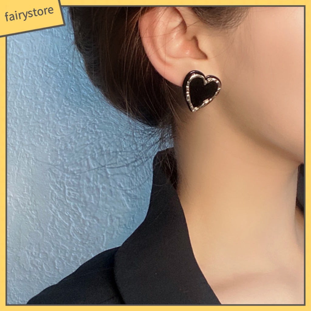 1 Đôi Bông Tai Hình Trái Tim Tráng Men Tinh Tế Dành Cho Nữ