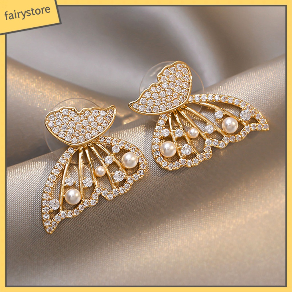 1 Đôi Bông Tai Hình Bươm Bướm Đính Đá Thời Trang Dành Cho Nữ