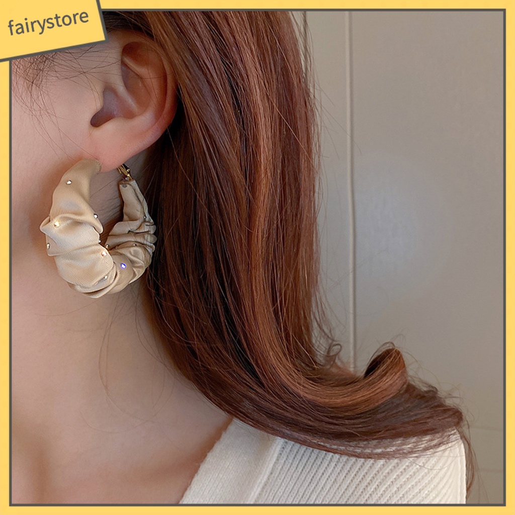 1 Đôi Bông Tai Hình Chữ C Đính Đá Lấp Lánh Thời Trang Dành Cho Nữ