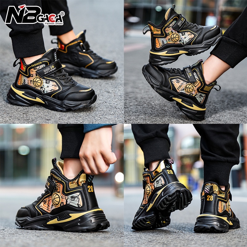 Giày Bóng Rổ Chất Liệu Da Chống Thấm Nước Size 28-40 Thời Trang 2023 Cho Bé Trai