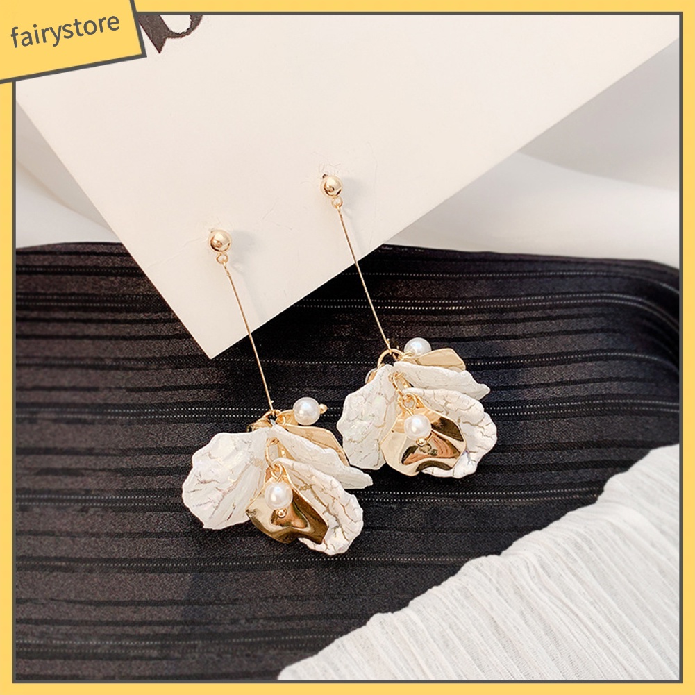 Bông Tai Dài Hình Cánh Hoa Thời Trang Dành Cho Nữ