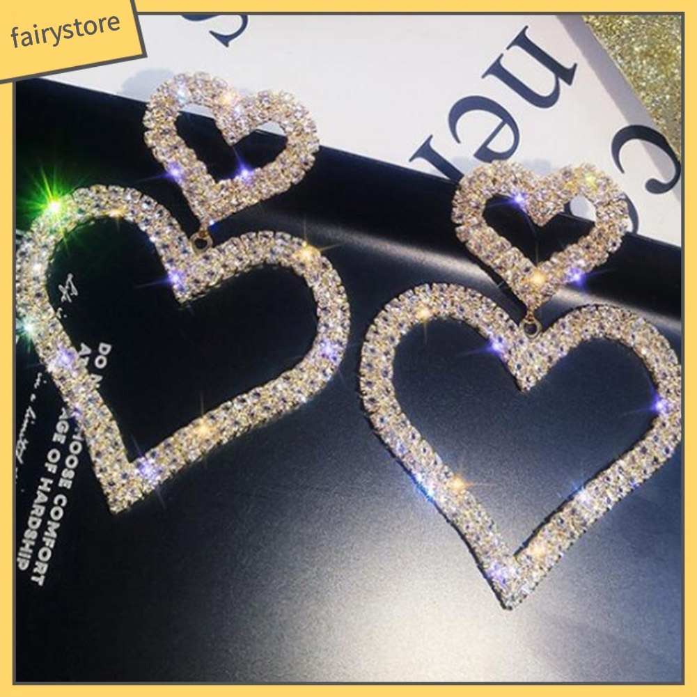 Bông Tai Hình Giọt Nước Đính Đá Trang Nhã Dành Cho Nữ