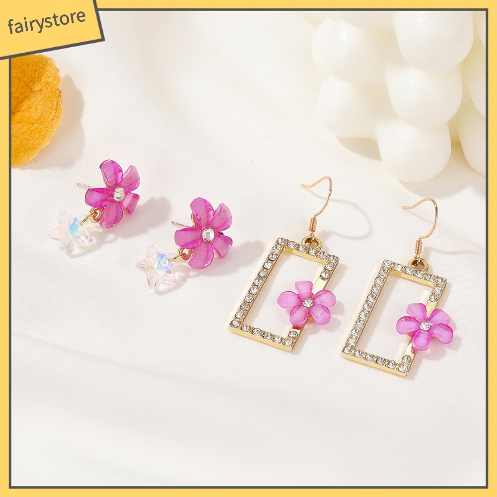 Bông Tai Dáng Dài Đính Đá Zircon Màu Sắc Gradient Thanh Lịch Dành Cho Nữ