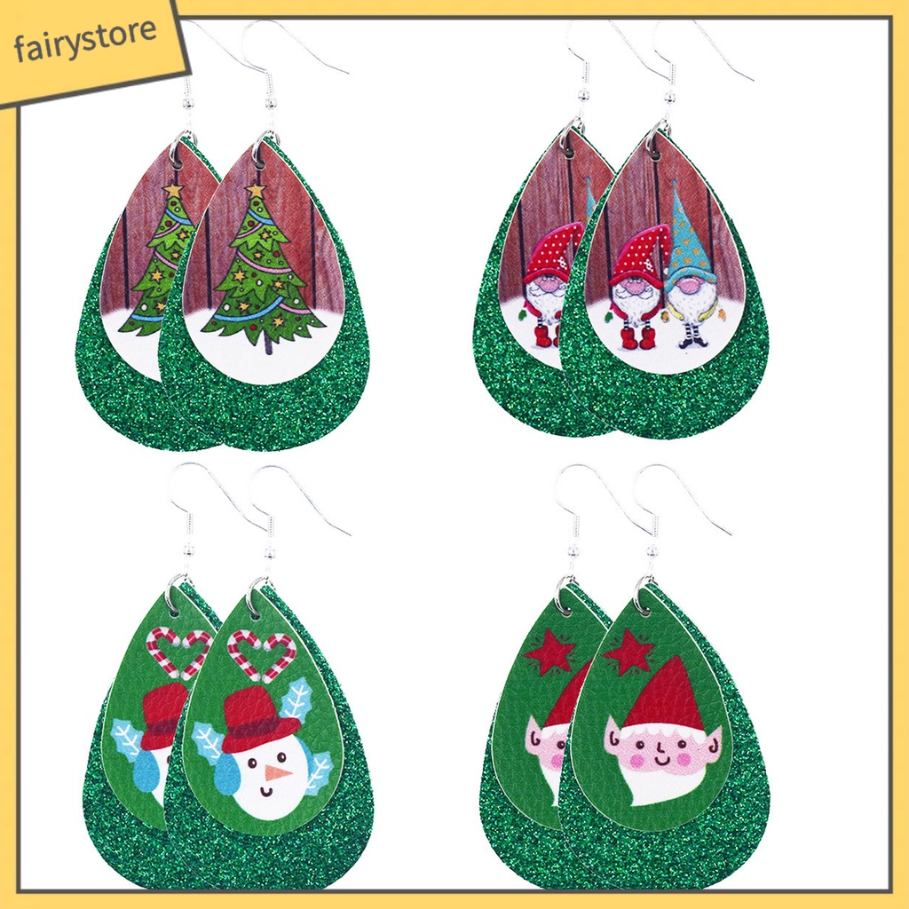 Bông Tai Giả Da Hình Ông Già Noel / Người Tuyết / Tuần Lộc Giáng Sinh Thời Trang Dành Cho Nữ