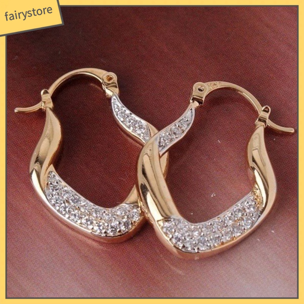 Bông Tai Dáng Dài Hình Khối Đính Đá Zircon Thời Trang Cho Nữ