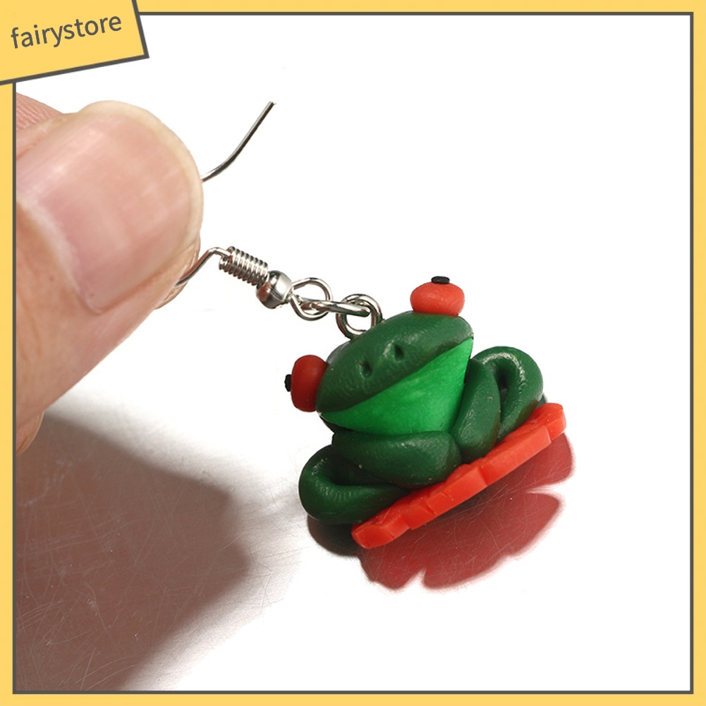 Bông Tai Dạng Móc Hình Thú Hoạt Hình 3D Bằng Đất Sét Polymer Dễ Thương Cho Nữ