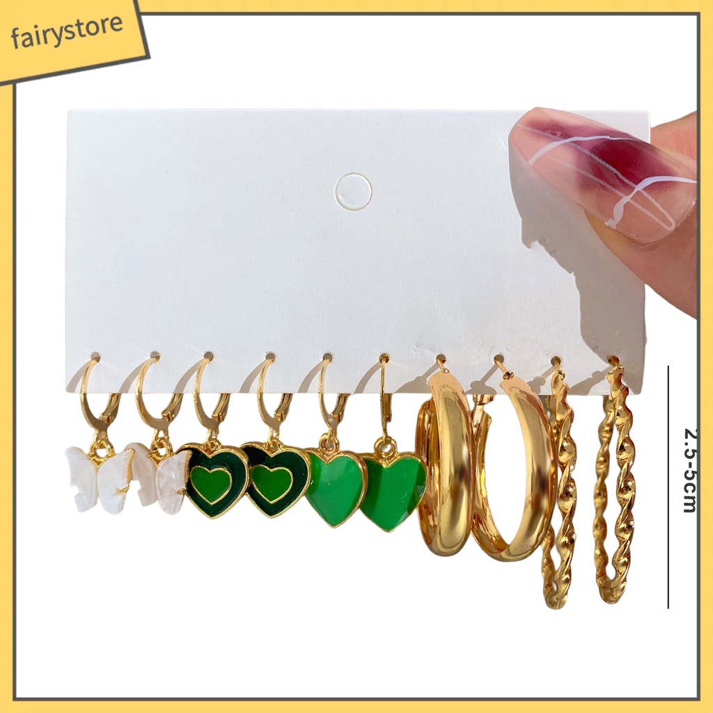 [FRO] Set 5 Đôi Bông Tai Dạng Vòng Hình Học Trang Trí Mắt Bằng Acrylic Tinh Tế Chống Dị Ứng Trang Sức Thời Trang Cho Nữ