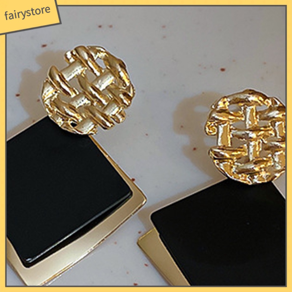 1 Đôi Bông Tai Hình Học Mạ Điện Sáng Bóng Dành Cho Nữ Mặc Hàng Ngày