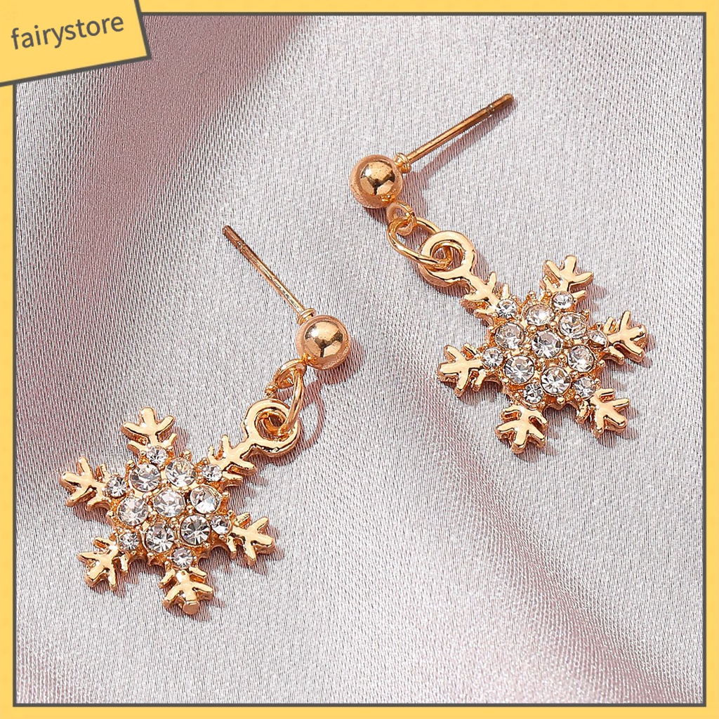 Bông Tai Hình Hoa Tuyết Đính Đá Zircon Thanh Lịch Cho Nữ