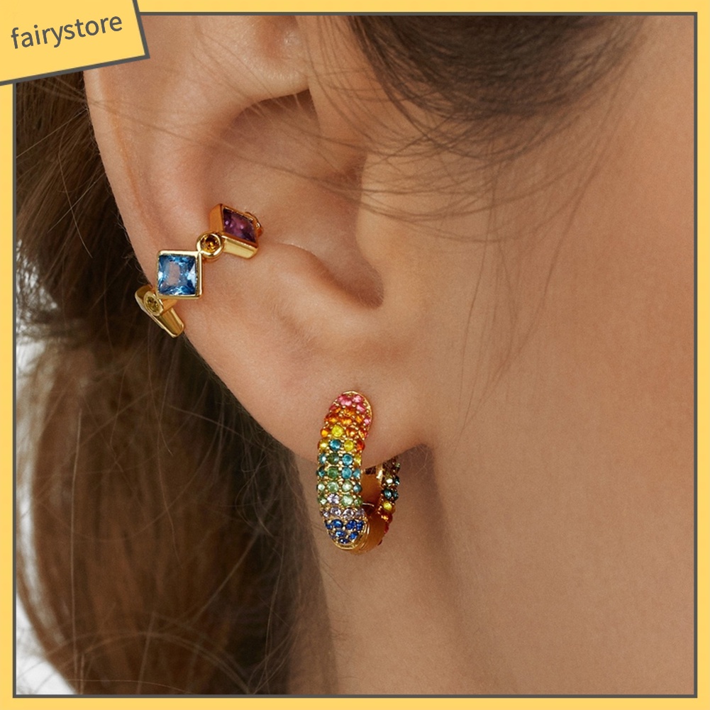 1 Bông Tai Đính Đá Nhiều Màu Thời Trang Dành Cho Nữ