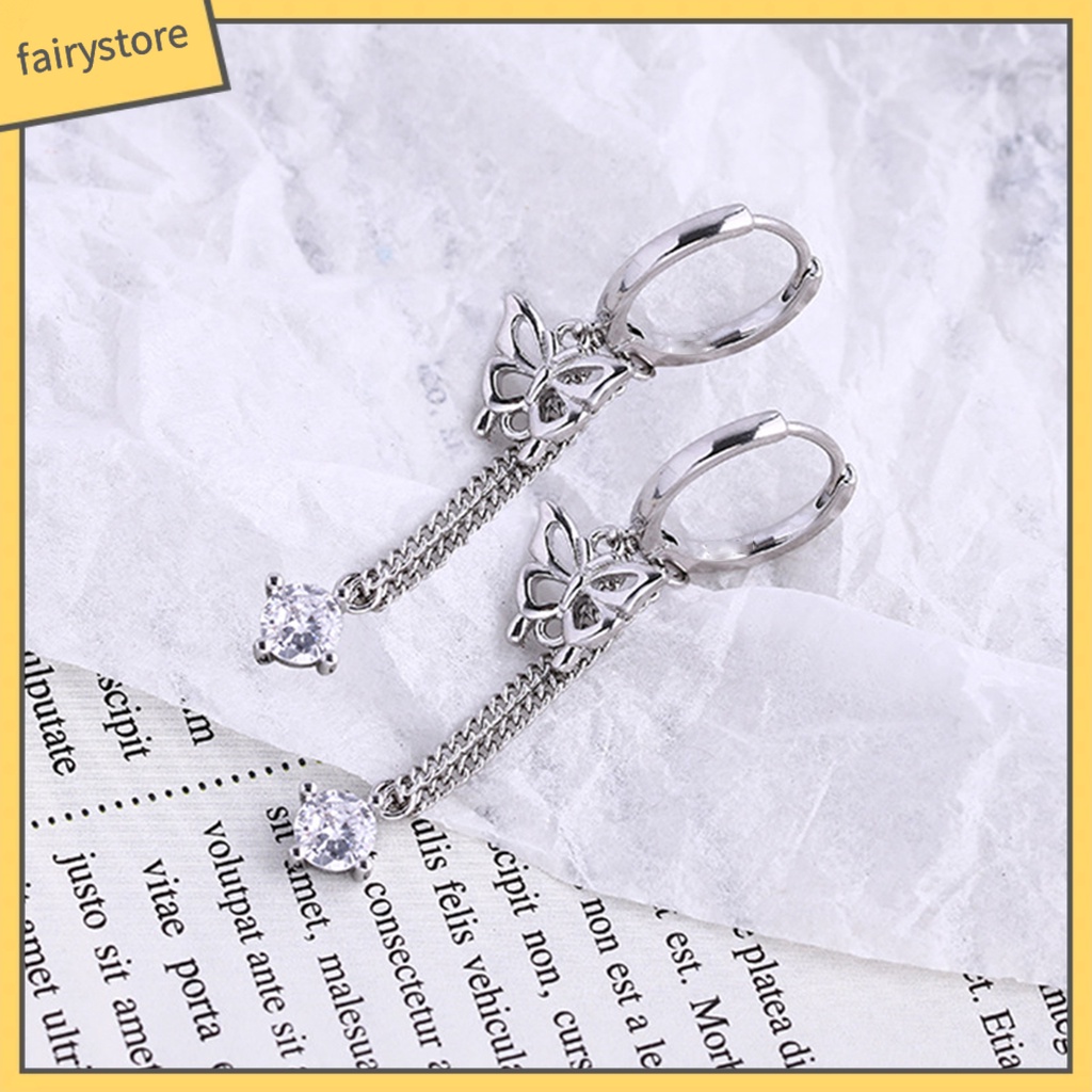 1 Bông Tai Hình Bướm Đính Đá Zircon Phong Cách Hàn Quốc Dành Cho Nữ