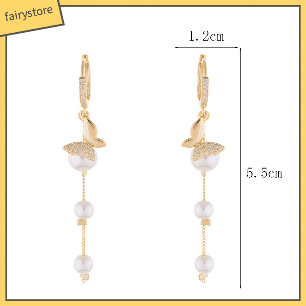 1 Đôi Bông Tai Tua Rua Hình Bướm Đính Ngọc Trai Nhân Tạo Phong Cách Hàn Quốc Dành Cho Nữ