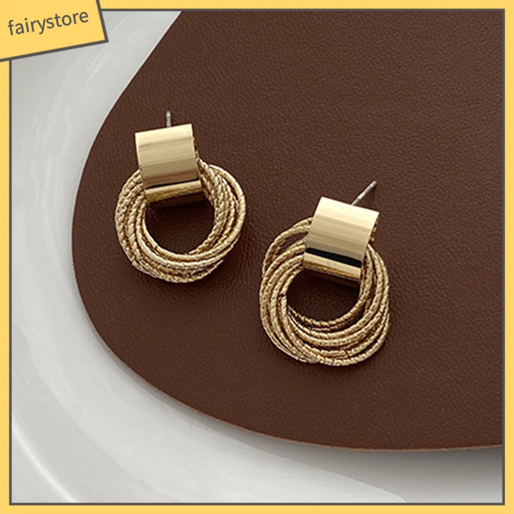 [FRO] 1 Cặp Bông Tai Nhiều Vòng Tròn Nhỏ Dễ Phối Đồ Trang Sức Nhẹ Nhàng