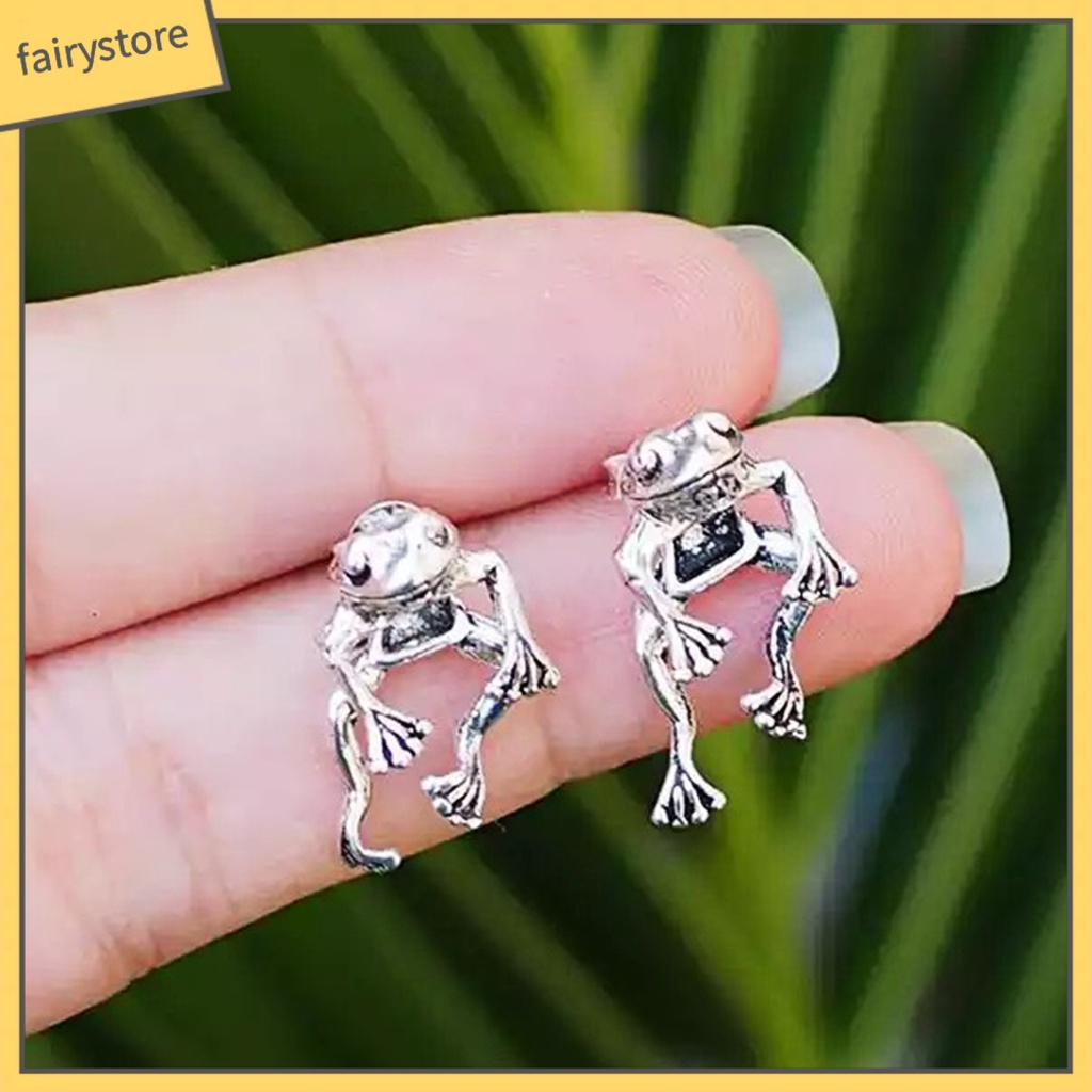 1 Đôi Bông Tai Hình Ếch Vui Nhộn Bằng Hợp Kim