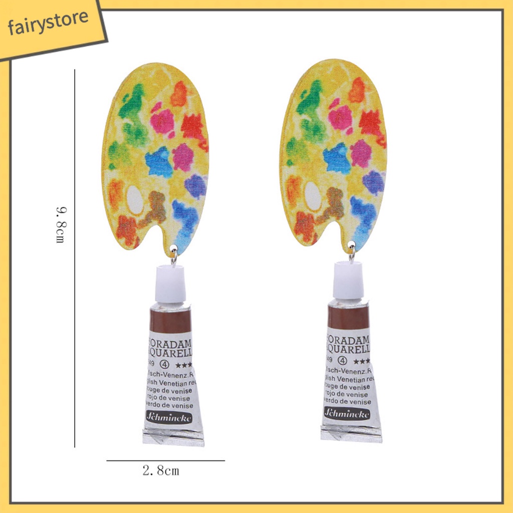 1 Đôi Bông Tai Treo Hình Học Nghệ Thuật Bằng Thép Không Gỉ Nhiều Màu Sắc Thủ Công Cho Nữ