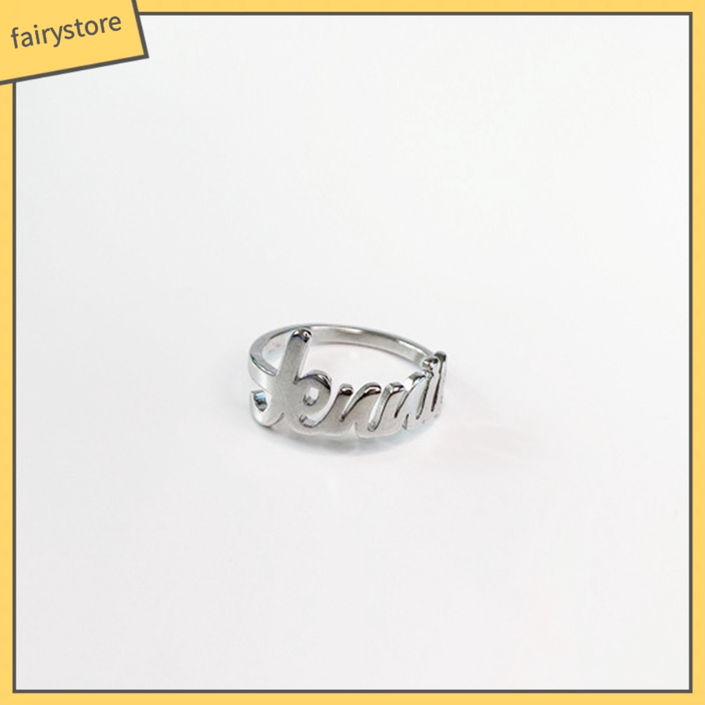 Nhẫn Hợp Kim Màu Đen Họa Tiết Chữ Thần Tượng Độc Đáo